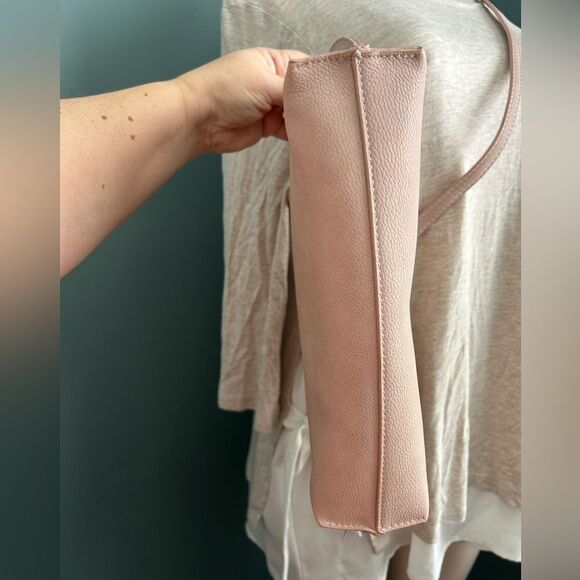 Anthropologie Suede Tassel Flat Envelope Clutch with Crossbody Strap Blush Pink - Picture 7 of 13